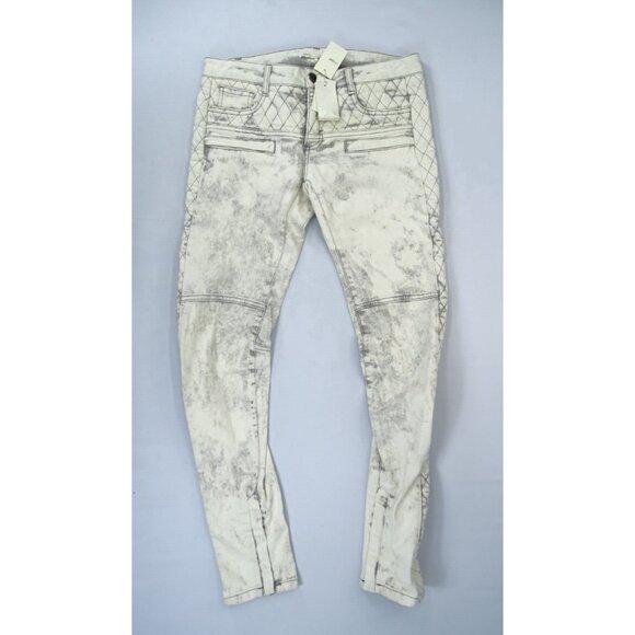 Maje Downtown Denim Skinny Jeans Quilted Pattern Zip Ankle Slim Size 38 (US M) - Picture 1 of 9